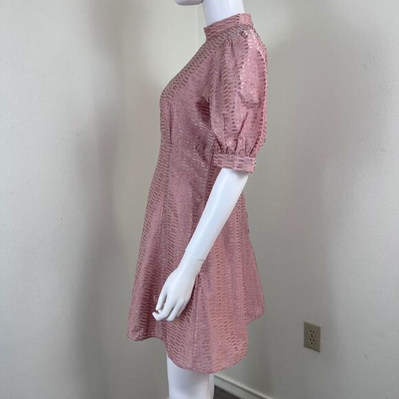 Keepsake The Label Wonder Women Size M Mock Neck Pink Fit & Flare Mini NEW Dress - Picture 16 of 16